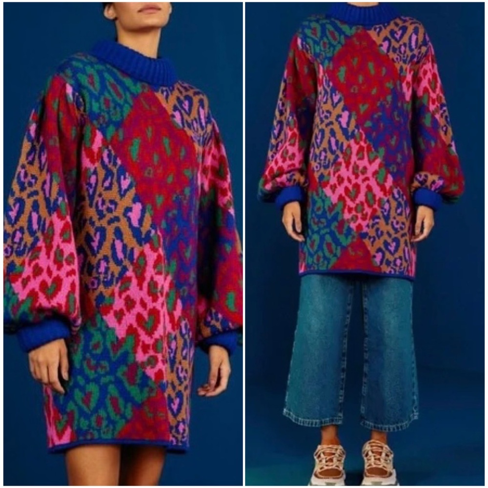 FARM Rio Mixed Leopard Pop Sweater Dress - Picture 2 of 11